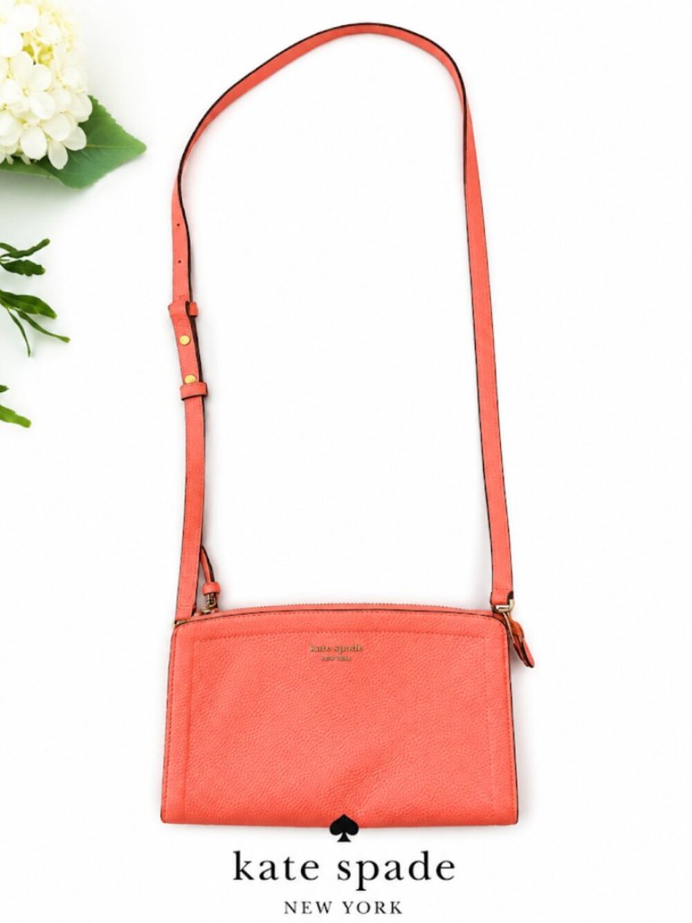 Kate Spade Pebbled Leather Crossbody Bag - Rare Peach Size 8.5x5